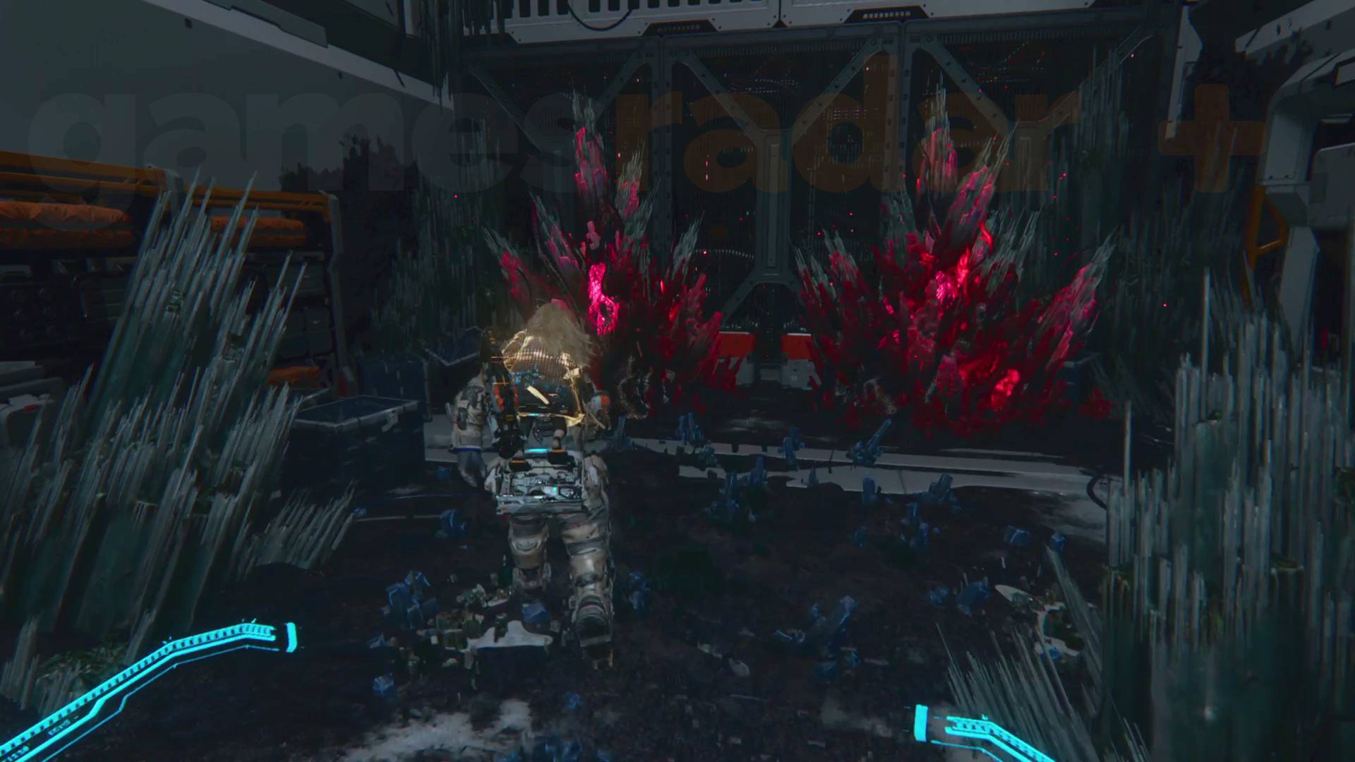 Pragmata MPA collectibles business district red crystals blocking safe boxes