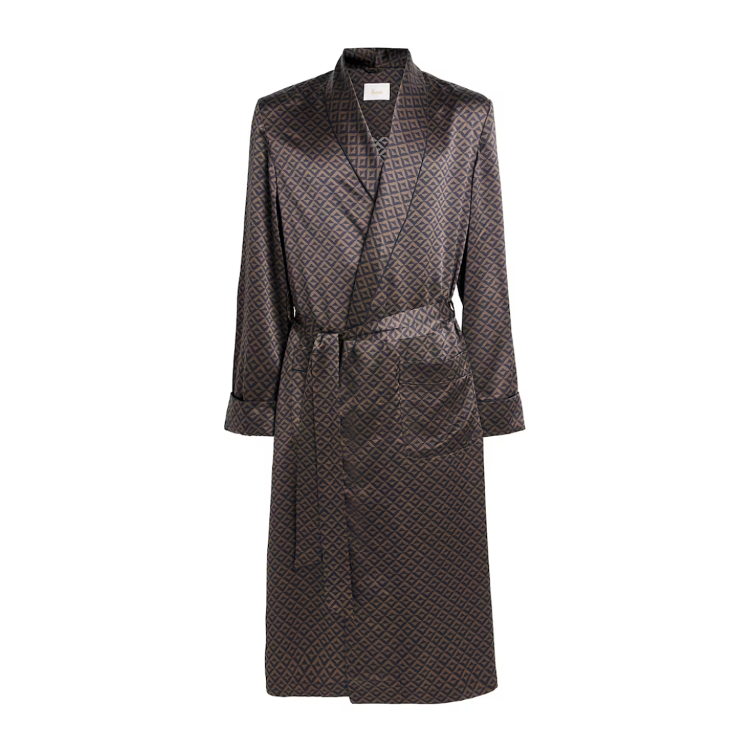 Silk Geometric Print Robe