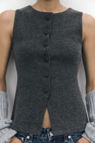 Buttoned Soft Vest Top