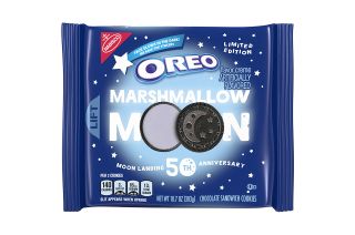 The limited edition Oreo Marshmallow Moon cookies will come with three embossed, moon landing-themed designs.