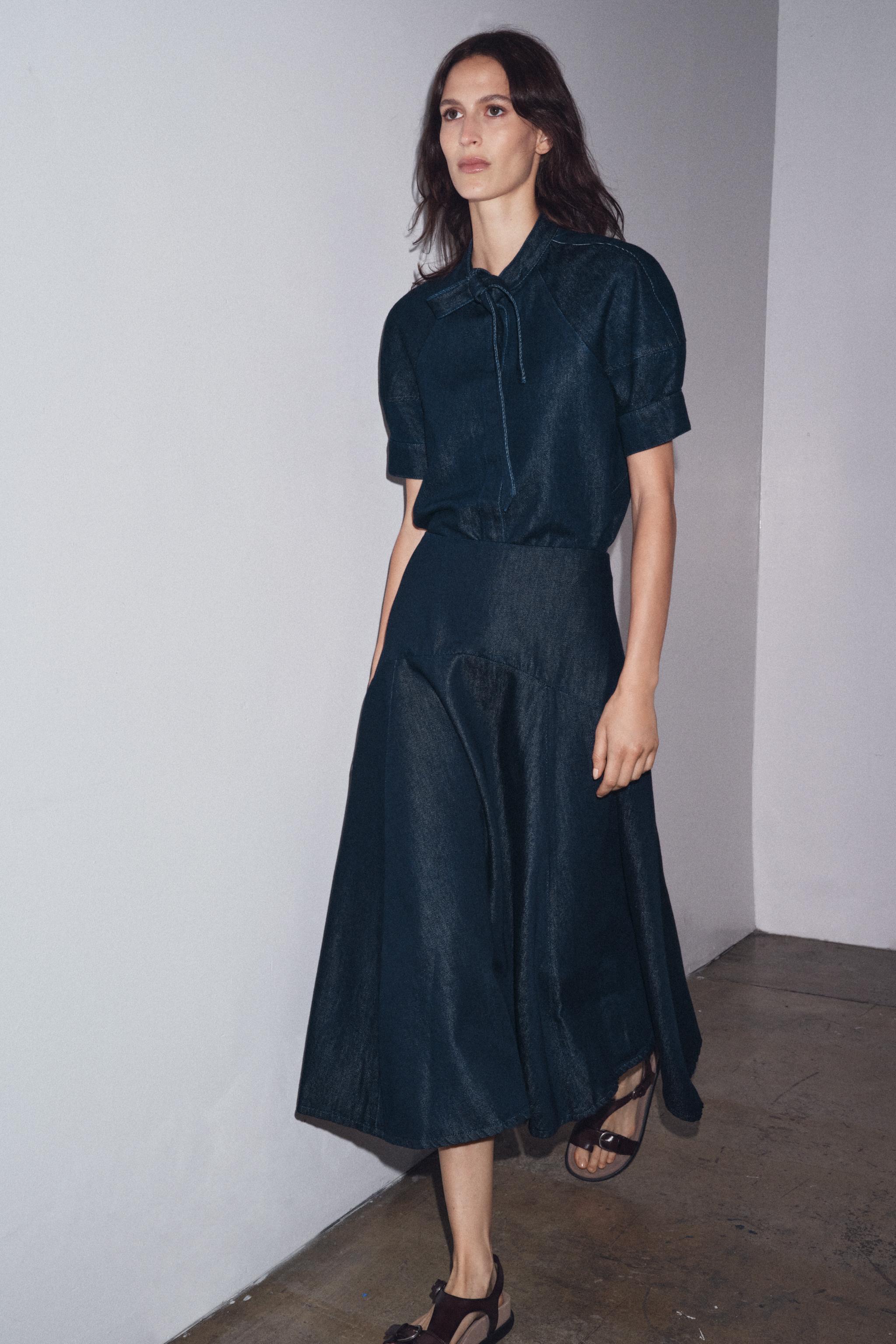 Zw Collection Denim Midi Skirt