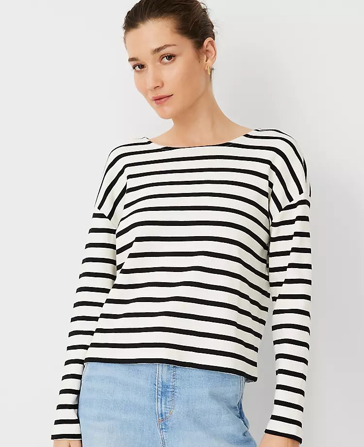 Classic Mariner Cloth Boatneck T-Shirt in Stripe