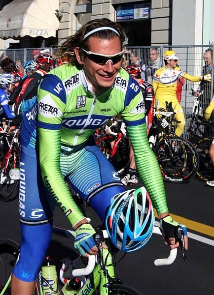Pippo Pozzato (Liquigas) just stepped out of a salon, apparently