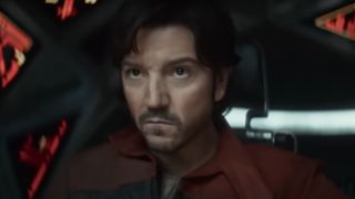 Diego Luna staring upward with a scowl in season 2 of Andor