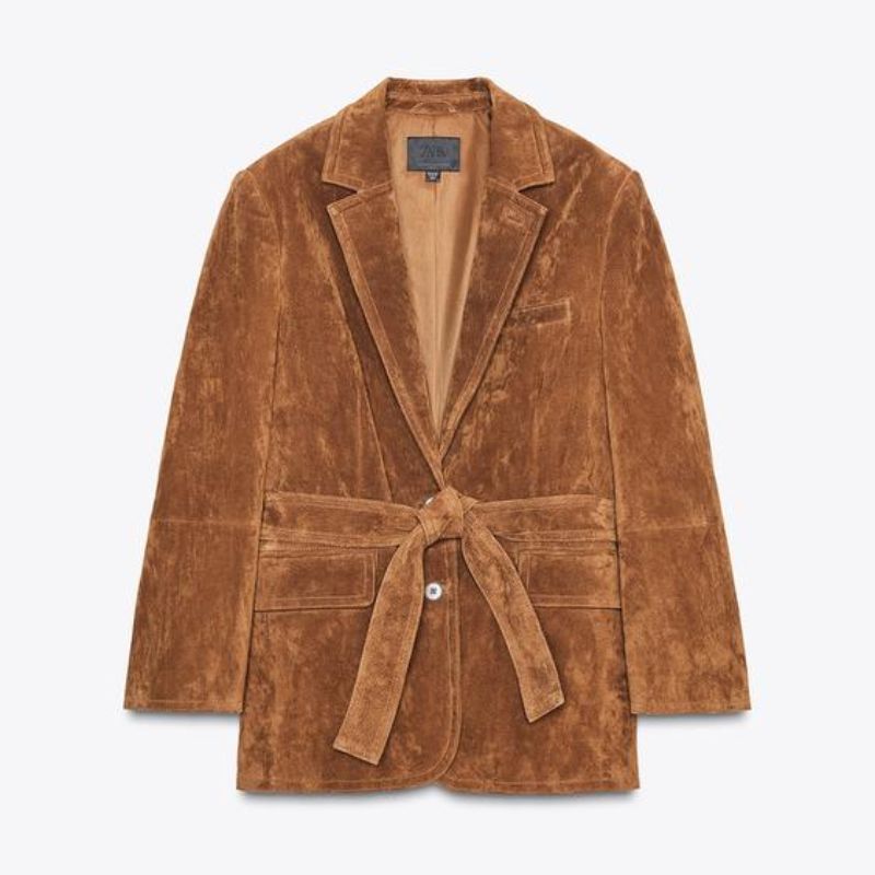 Belted suede jacket