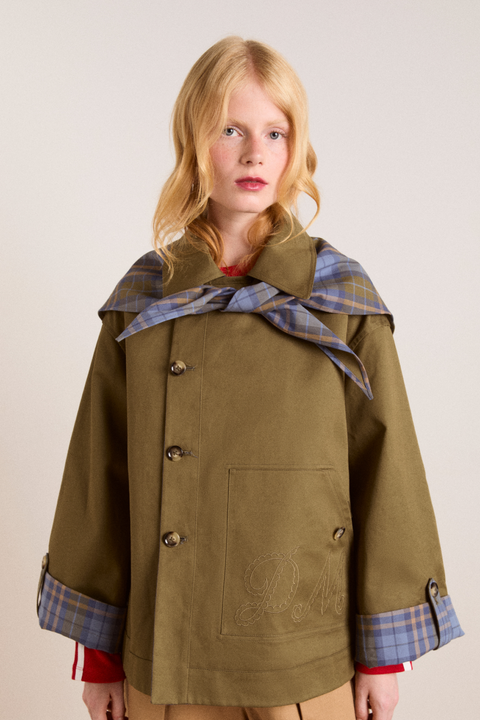 Reversible Jerry Crop Trench Coat - Olive