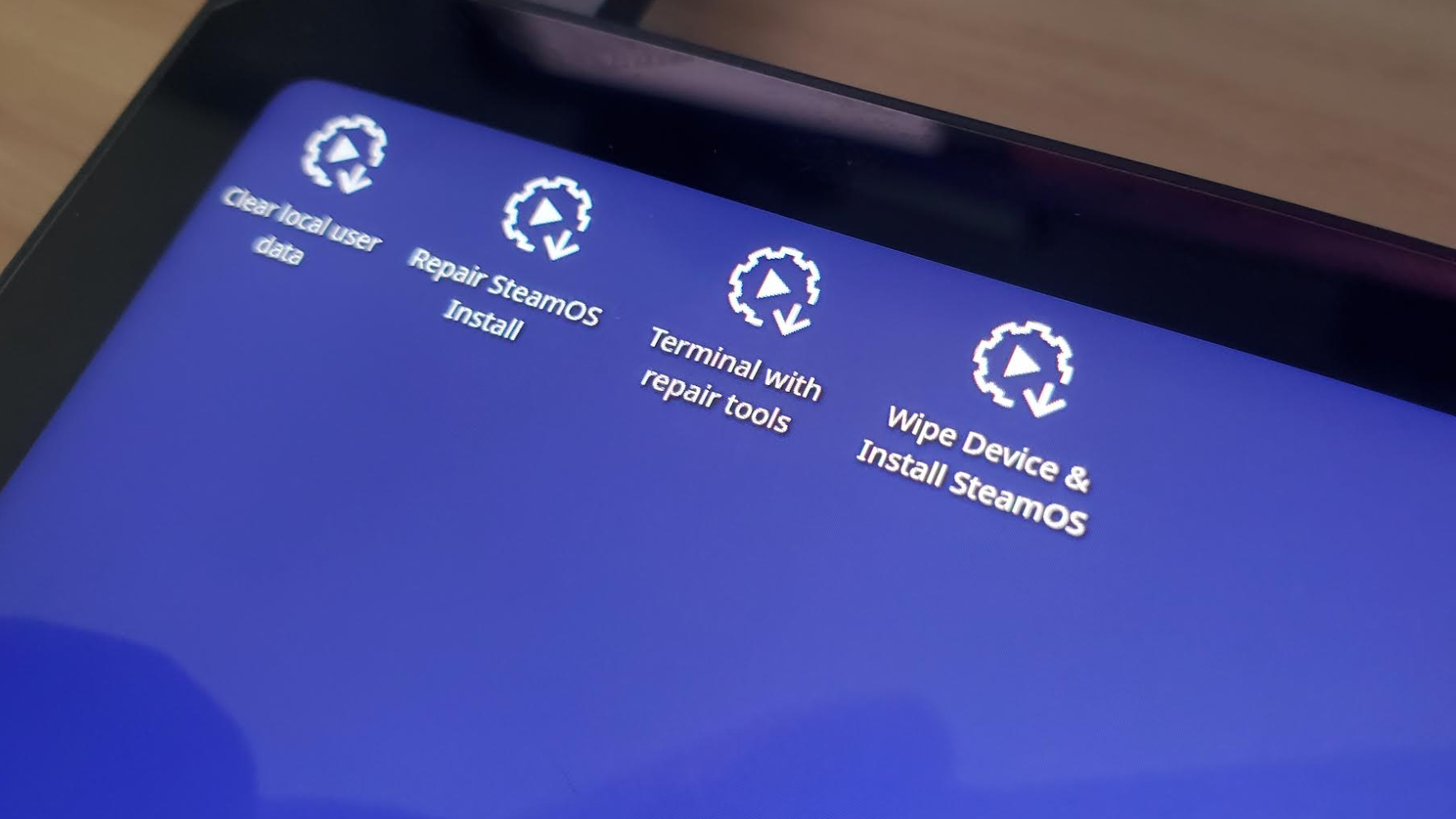 SteamOS live recovery disk options