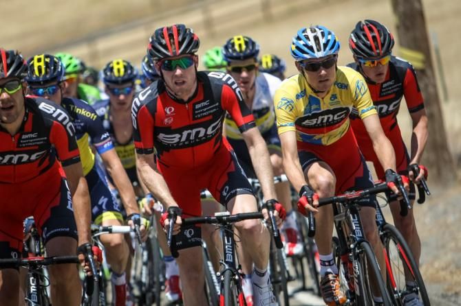 Tejay van Garderen (BMC) sits protected by his team.