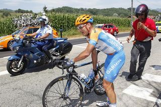 Robbie Hunter (Garmin - Transitions) crashed early in stage 10, but finished the stage in the peloton.