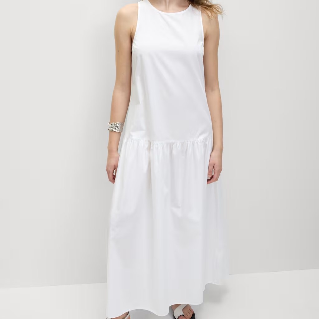 M&S Cotton Midaxi Drop Waist Dress