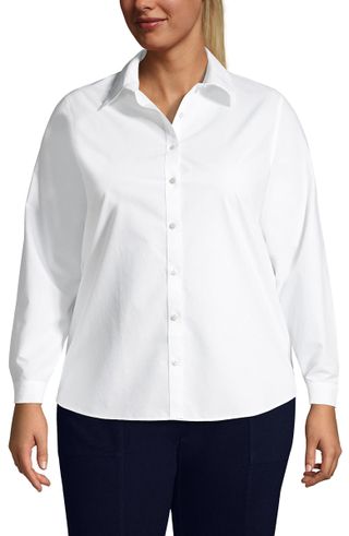 Lands' End, Plus Size No Iron Button Front Shirt