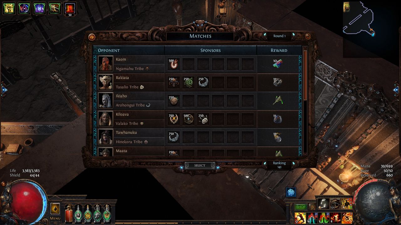 example of tournament bracket in PoE new autobattler mode