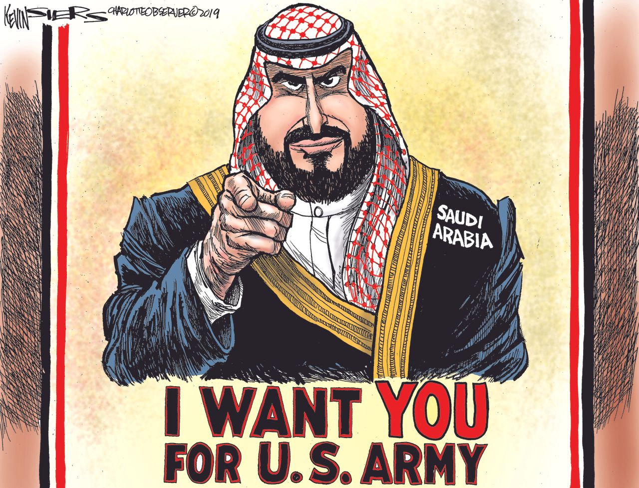 Political Cartoon World Iran Saudi Arabia Trump Mohammad bin Salman