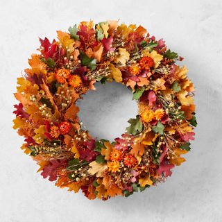 Fall leaves and flowers wreath