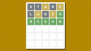 Wordle answer for game 797 on a yellow background