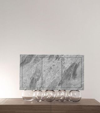 Piece of marble art on glass