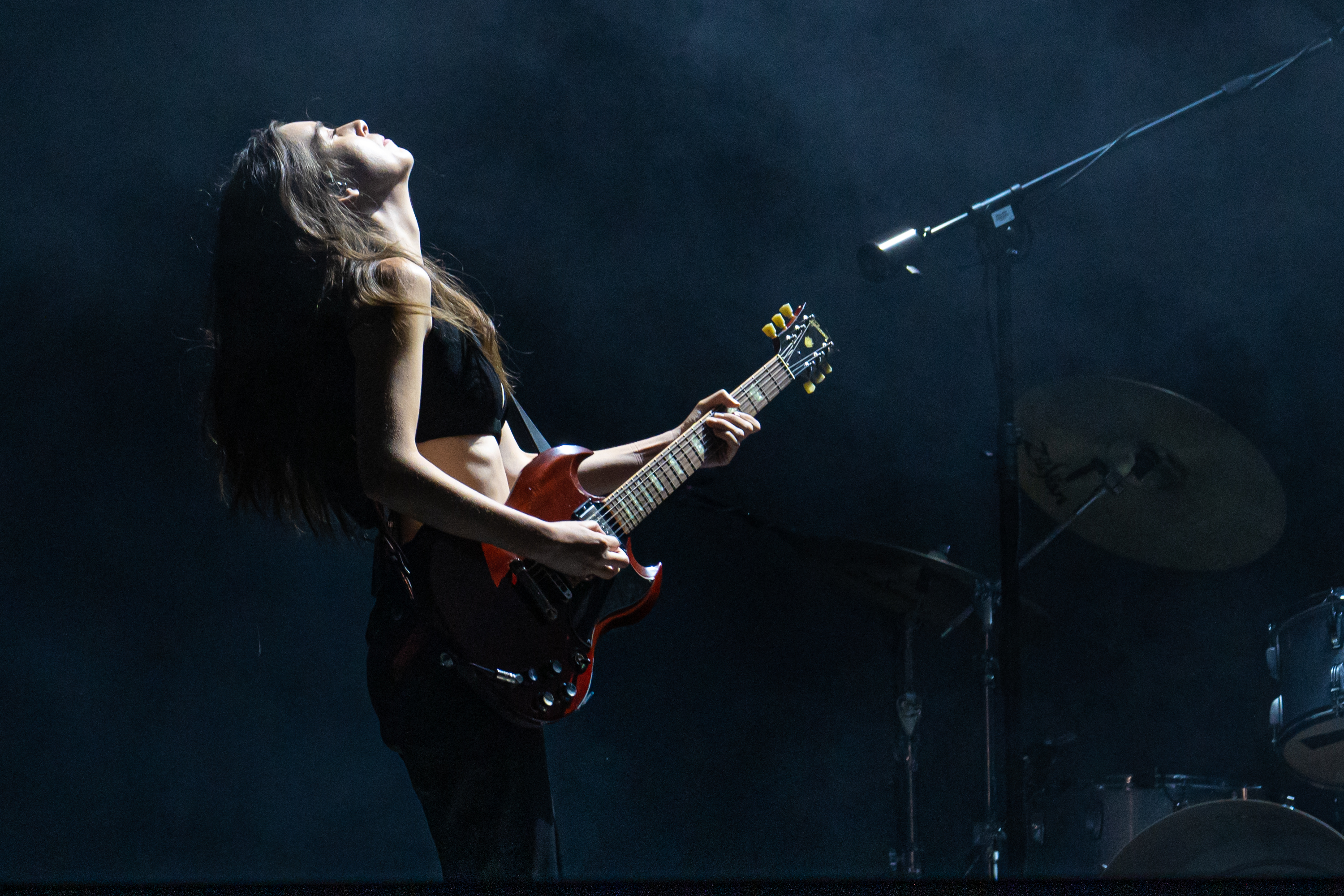 Danielle Haim of Haim performs at All Points East Festival 2023 at Victoria Park on August 28, 2023 in London, England