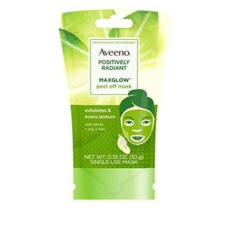 Aveeno Positively Radiant Maxglow Peel Off Exfoliating Face Mask With Alpha Hydroxy Acids, Soy & Kiwi Complex for Even Tone & Texture, Non-Comedogenic, Paraben- & Phthalate-Free, 0.35 Oz