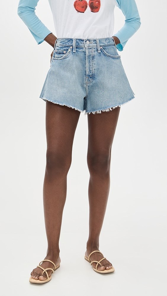 Mother the Flutter Fray Jean Shorts