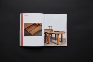 Pages of book showing wooden furniture pieces