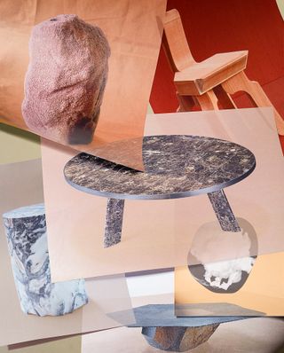 Collage of stone furniture