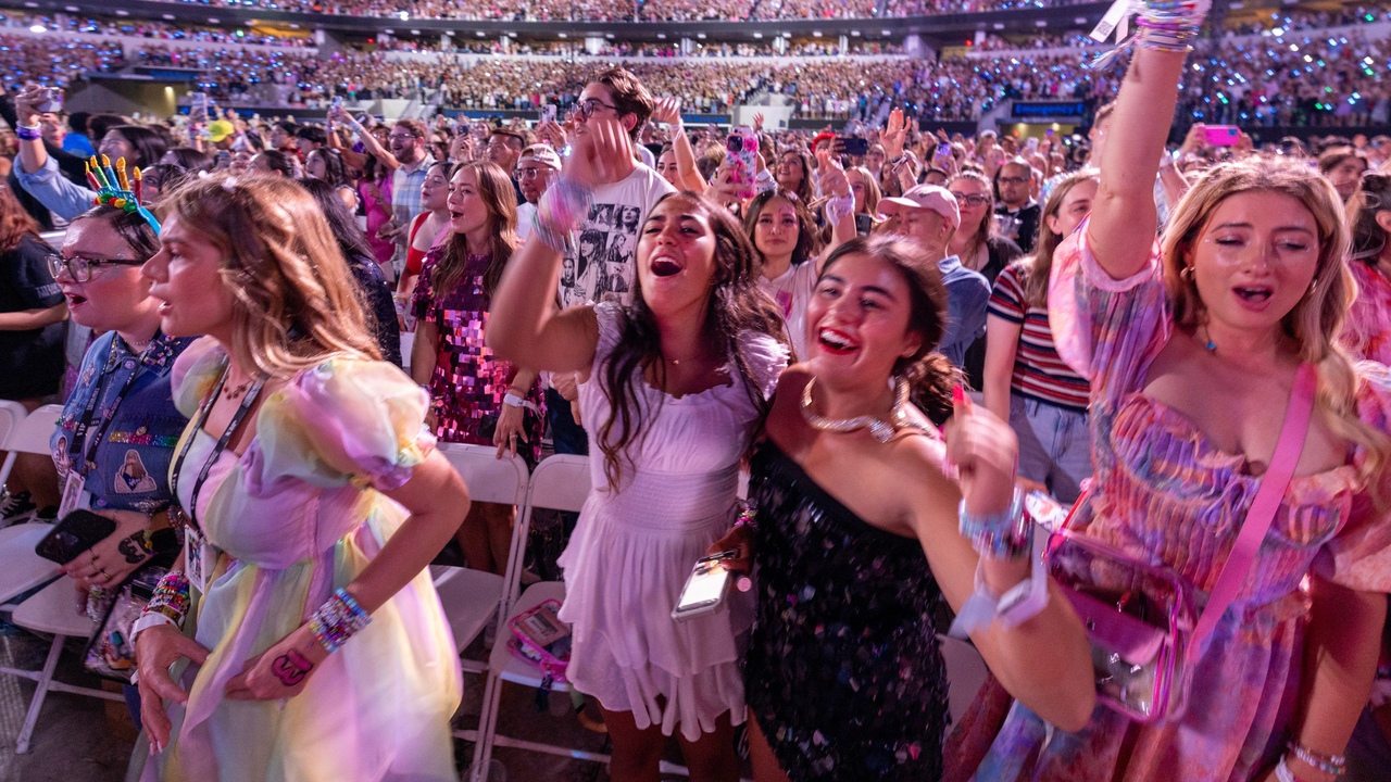 Fans enjoy Taylor Swift&#039;s performance during The Eras Tour at SoFi Stadium in Inglewood Monday, Aug. 7, 2023