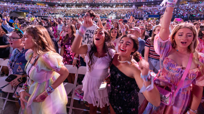 Fans enjoy Taylor Swift's performance during The Eras Tour at SoFi Stadium in Inglewood Monday, Aug. 7, 2023