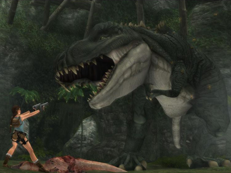 Tomb Raider Anniversary's Lara vs the T-Rex