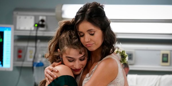 nina dobrev hugging sister on cbs fam