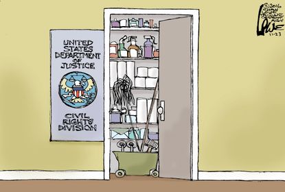 Political cartoon U.S. Department of Justice