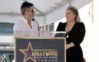 Simon Cowell and Kelly Clarkson at Hollywood Walk of Fame ceremony