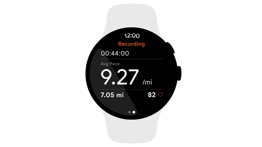 A graphic showing run tracking on a Wear OS 3 watch