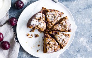 Plum and ricotta crumble cake