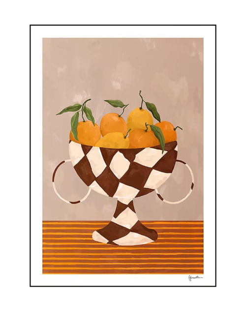 The Poster Club Lemons & Oranges in Checkered Vase Art Print