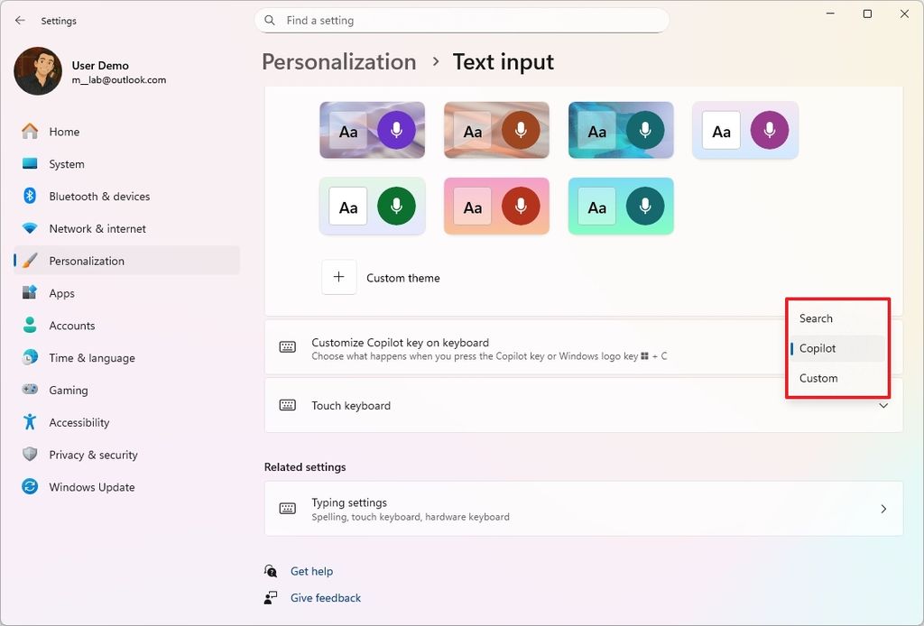 Windows 11 Settings customize Copilot key