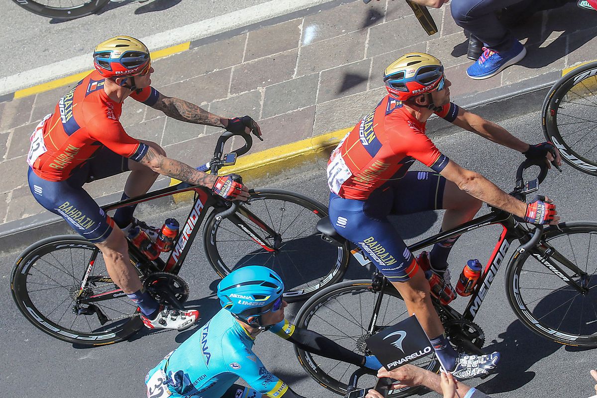 Vincenzo Nibali (Bahrain Merida) rides off on stage 7 of the Giro d'Italia