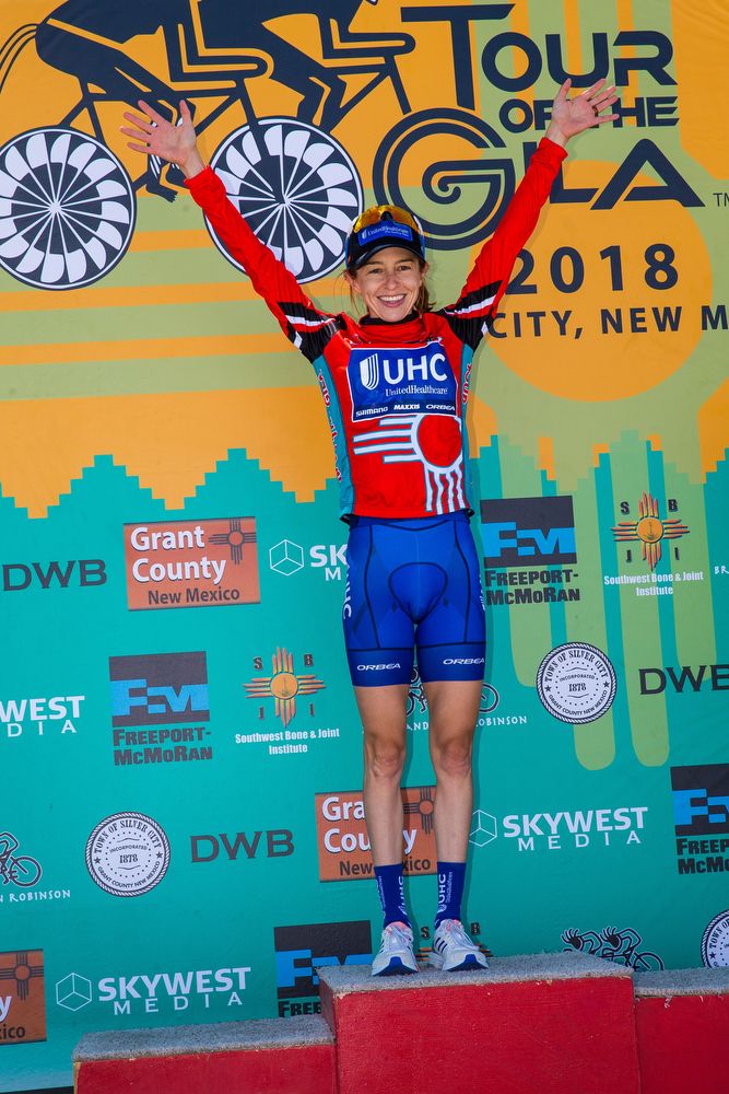 Katharine Hall (UnitedHealthcare Pro Cycling Team) retains the leaders jersey after stage 3 of the Tour of The Gila