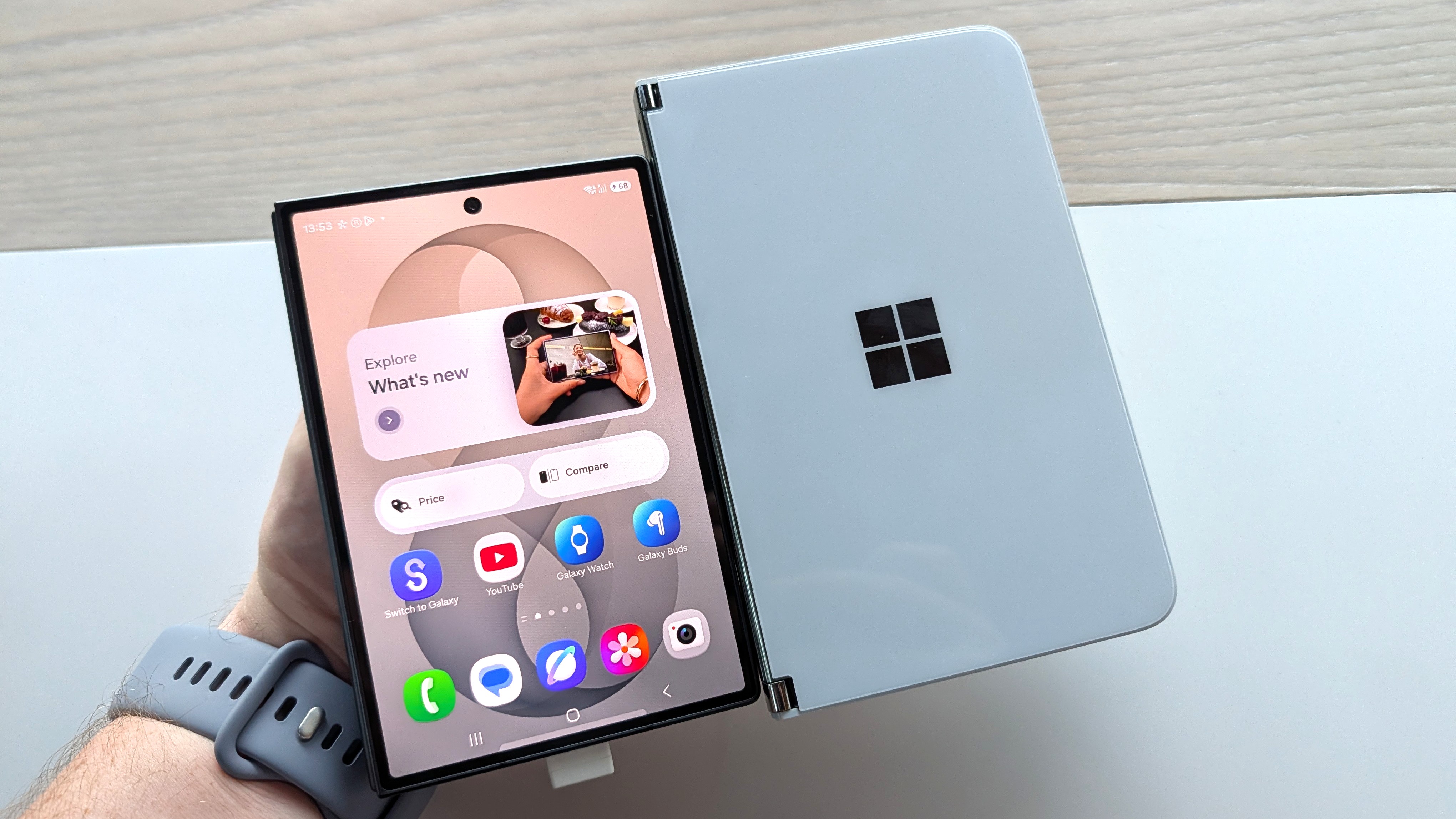 Surface Duo and Galaxy Z Fold 8 side by side