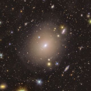 Image of the galaxy NGC 6505: the Einstein ring created by this gravitational lens can be seen in the center of the image.