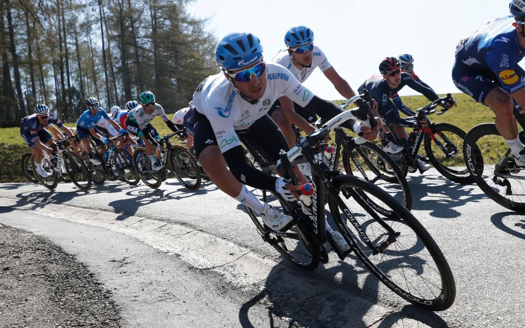 LIEGE BELGIUM APRIL 25 Simone Velasco of Italy and Team Gazprom Rusvelo during the 107th Liege Bastogne Liege 2021 Mens Elite a 2595km race from Bastogne to Lige LBL on April 25 2021 in Liege Belgium Photo by Bas CzerwinskiGetty Images