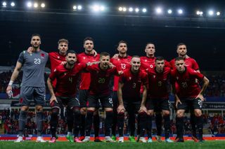 Albania Euro 2024 squad Players of Albania pose for a team photo prior to the international friendly football match between Albania and Chile. Chile won 3-0 over Albania. (Photo by Nicolò Campo/LightRocket via Getty Images)