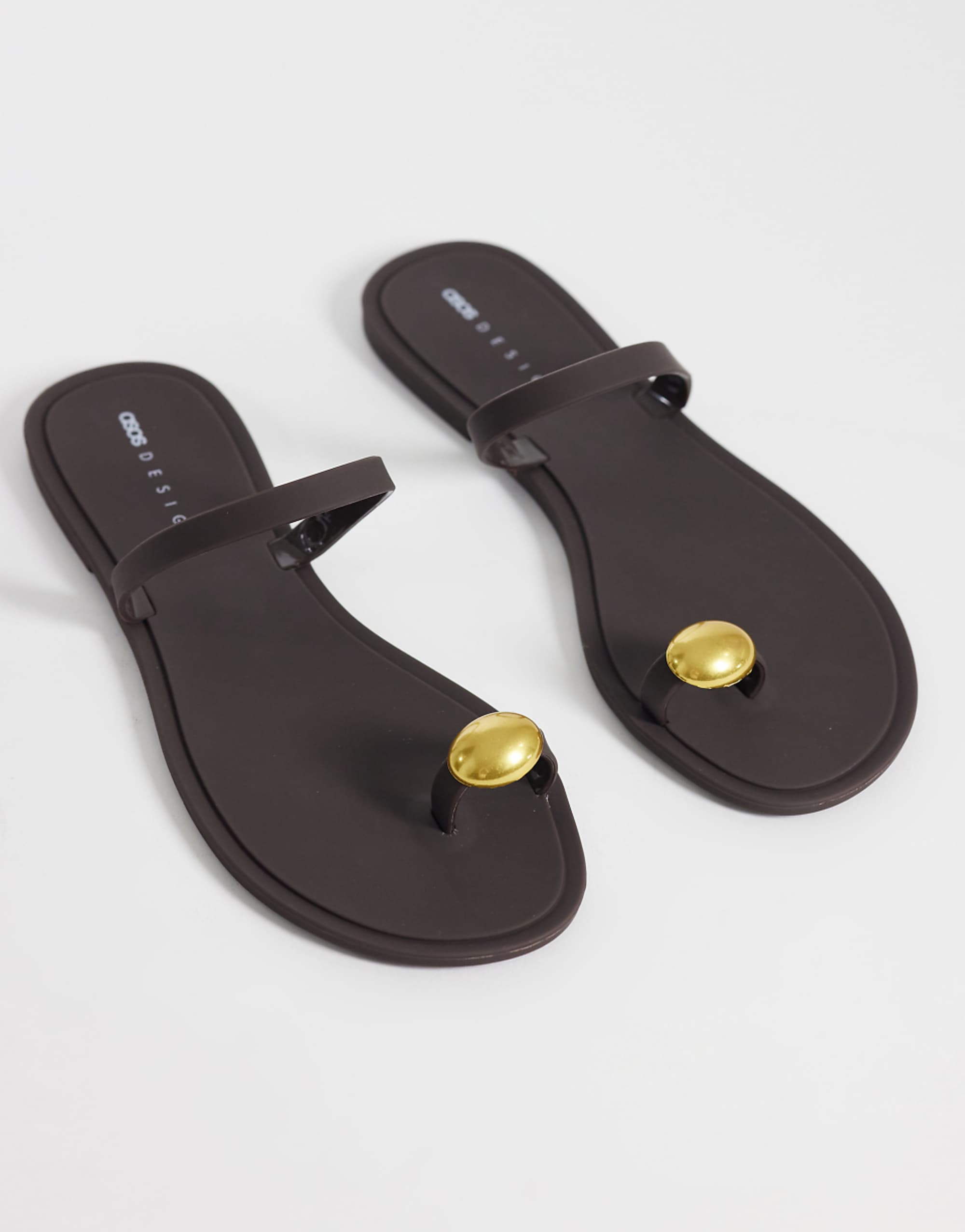 Asos Design Fritzi Jelly Sandal With Nugget Detail in Chocolate