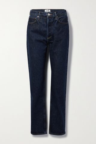 + Net Sustain Long, high-waisted, organic cotton straight leg jeans in 90s style with a slim waist