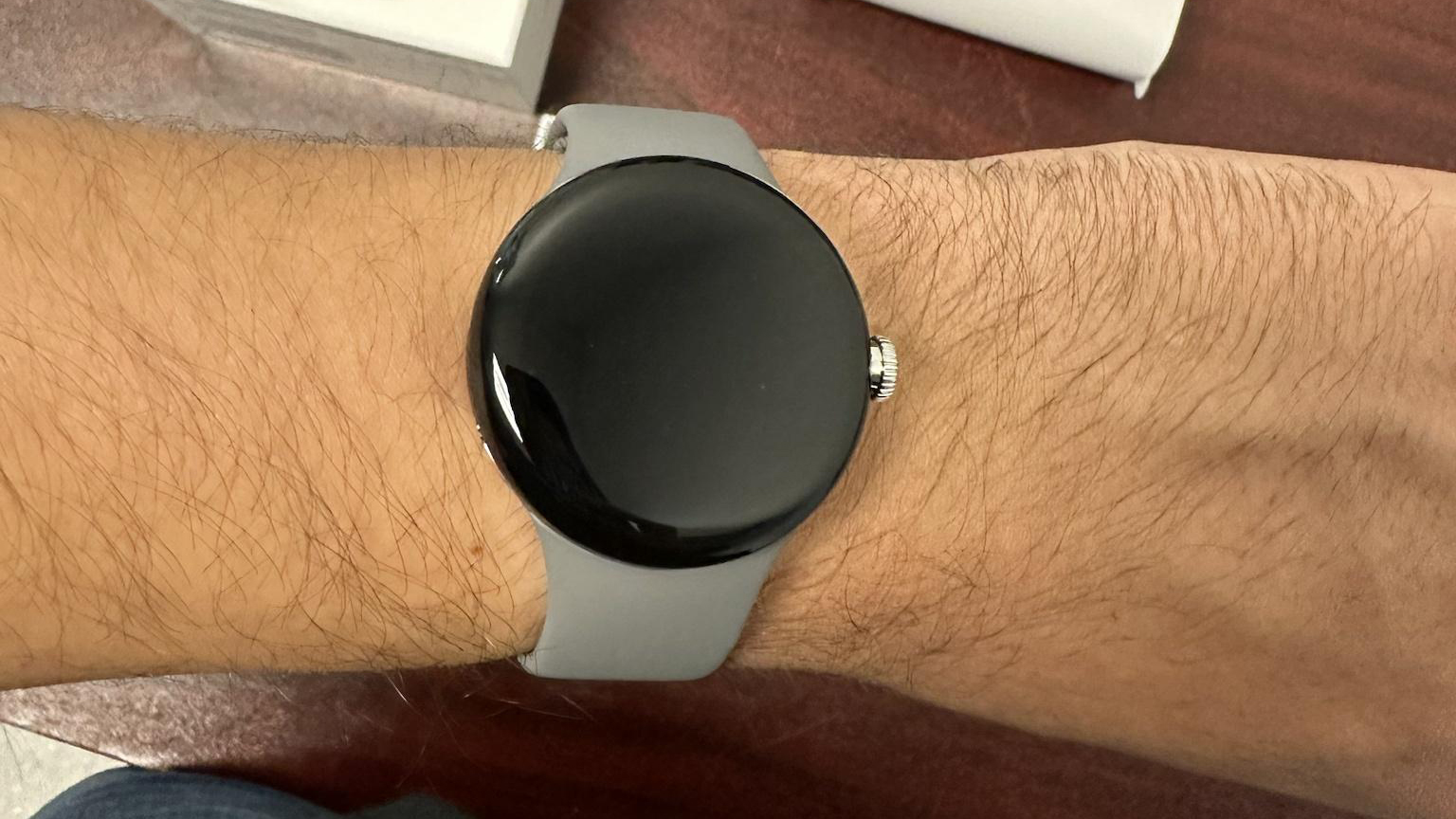 A pre-release unboxing of what looks to beryllium  the Google Pixel Watch