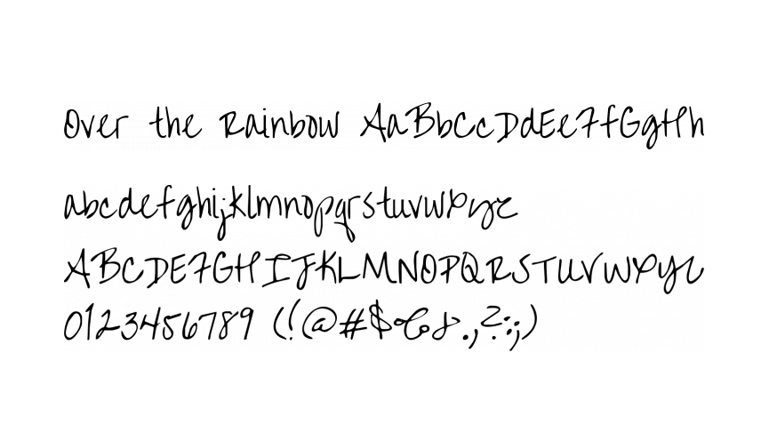 Best free handwriting fonts: Over the rainbow sample