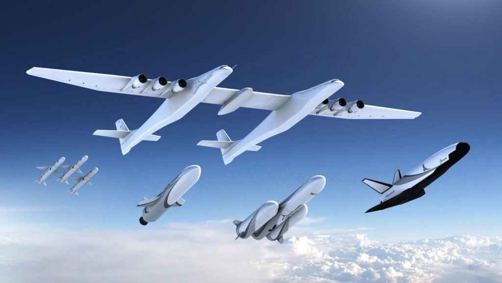 This illustration shows the family of launch vehicles that Stratolaunch had in development. 