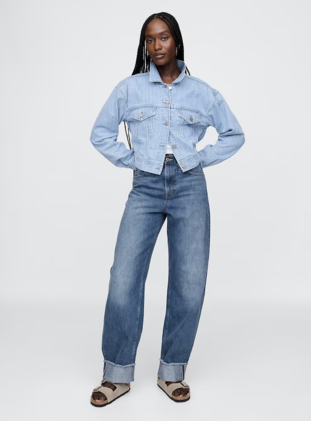 Gap, High Rise Cuffed Barrel Jeans