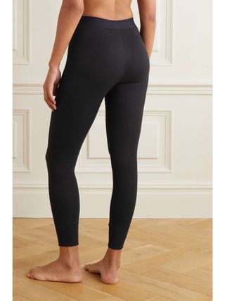 Thermal Ribbed Cotton-Blend Leggings - Soot