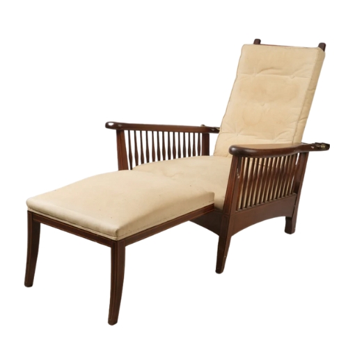 Chez Pluie, Early 20th-Century Mahogany Reclining Chair in the Style of Morris
