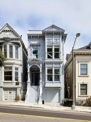 The ornate facade of the house, originally designed in 1889, has been restored by the architecture firm